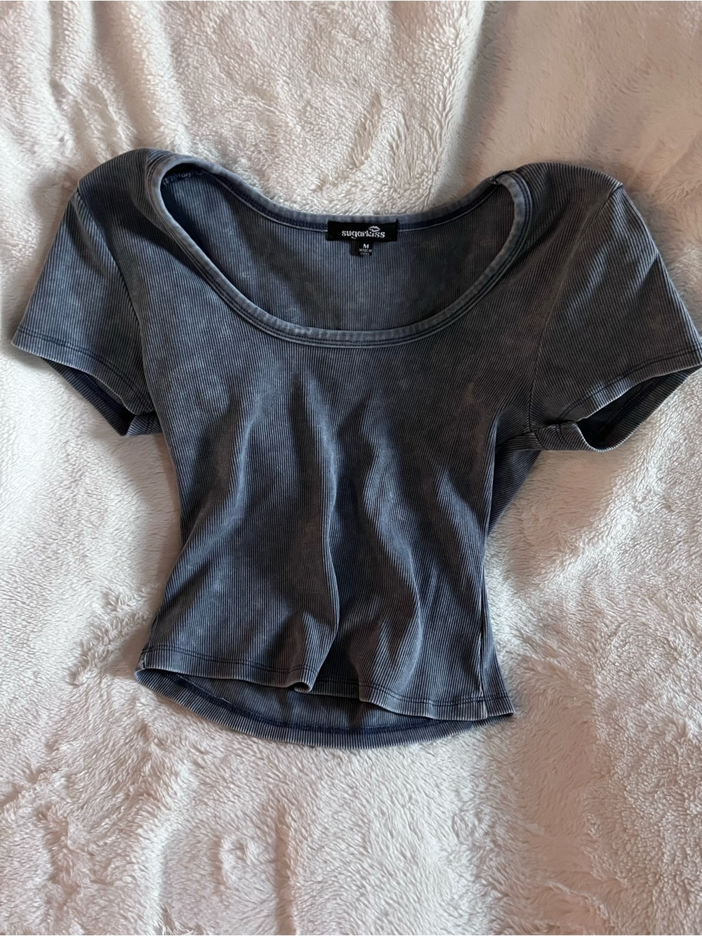 Sugarkiss Charcoal Scoop Neck Crop Top - Women's